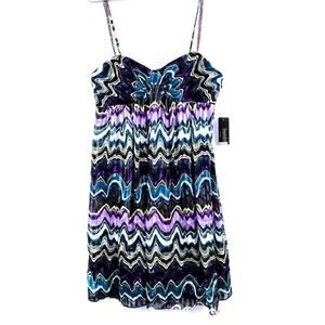 Laundry by Shelli Segal $245 Iris Multi Colored Sun Dress 6 NWT Cruise 100%Silk